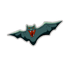 Cute Halloween character sticker. Vector illustration of bat.