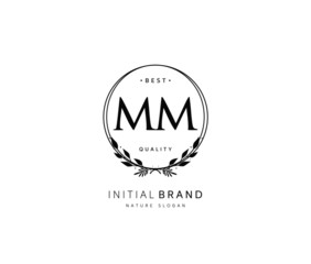 M MM Beauty vector initial logo, handwriting logo of initial signature, wedding, fashion, jewerly, boutique, floral and botanical with creative template for any company or business.