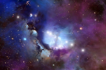 Obraz na płótnie Canvas Futuristic cosmos universe landscape Glowing nebula and stars
