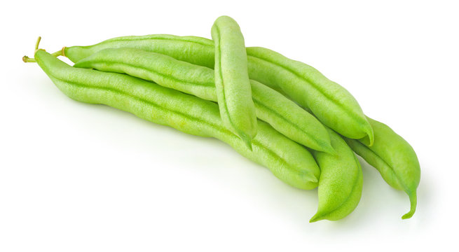 Pile of fresh green beans (haricot) isolated on white background