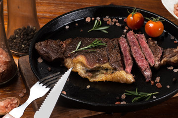 Delicious sirloin steak on the plate