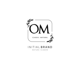 O M OM Beauty vector initial logo, handwriting logo of initial signature, wedding, fashion, jewerly, boutique, floral and botanical with creative template for any company or business.