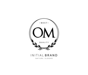 O M OM Beauty vector initial logo, handwriting logo of initial signature, wedding, fashion, jewerly, boutique, floral and botanical with creative template for any company or business.