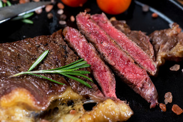 Delicious sirloin steak on the plate