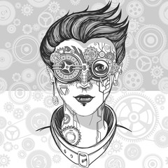 steampunk girl illustration