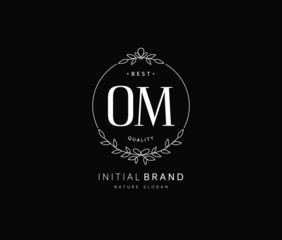 O M OM Beauty vector initial logo, handwriting logo of initial signature, wedding, fashion, jewerly, boutique, floral and botanical with creative template for any company or business.