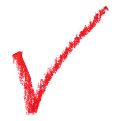 Red marker pen highlighter tick symbol, check mark