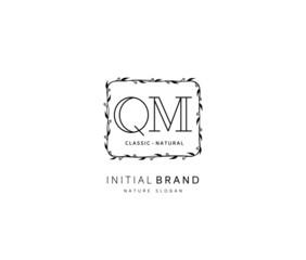 Q M QM Beauty vector initial logo, handwriting logo of initial signature, wedding, fashion, jewerly, boutique, floral and botanical with creative template for any company or business.