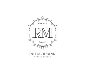 R M RM Beauty vector initial logo, handwriting logo of initial signature, wedding, fashion, jewerly, boutique, floral and botanical with creative template for any company or business.