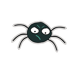 Cute Halloween character sticker. Vector illustration of spider.
