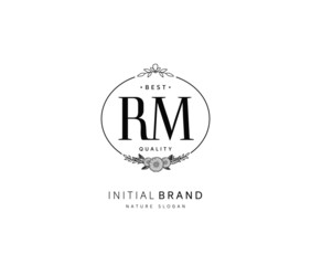 R M RM Beauty vector initial logo, handwriting logo of initial signature, wedding, fashion, jewerly, boutique, floral and botanical with creative template for any company or business.