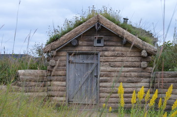 Log cabin in the prairie