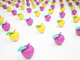 Pommes couleur 3D pl_fond clair_01