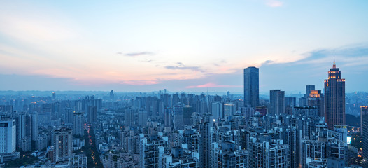 At night, a beautiful panoramic view of the city in Chongqing, China