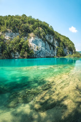 Crystal clear lakes at Plitvice National Park, Croatia. 