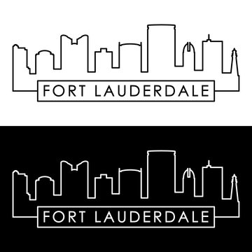 Fort Lauderdale Skyline. Linear Style. Editable Vector File.