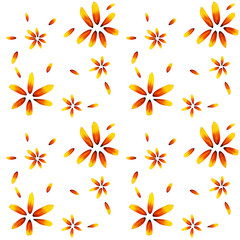 Colorful yellow echinacea on white background. Seamless pattern. Vector illustration