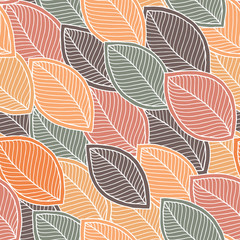 Soft seamless pattern of leaves.
