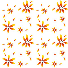 Colorful yellow echinacea on white background. Seamless pattern. Vector illustration