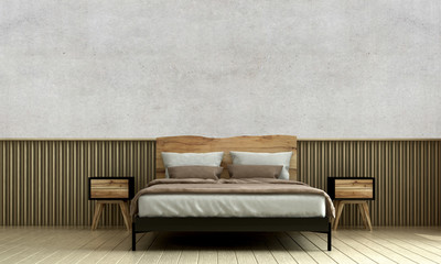 Modern bedroom interior design idea concept and concrete wall texture background 