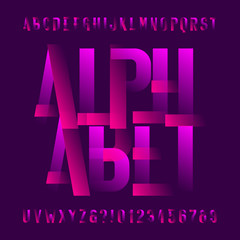 Abstract alphabet font. Two color letters and numbers. Easy color change. Stock vector typeface for your typography design.