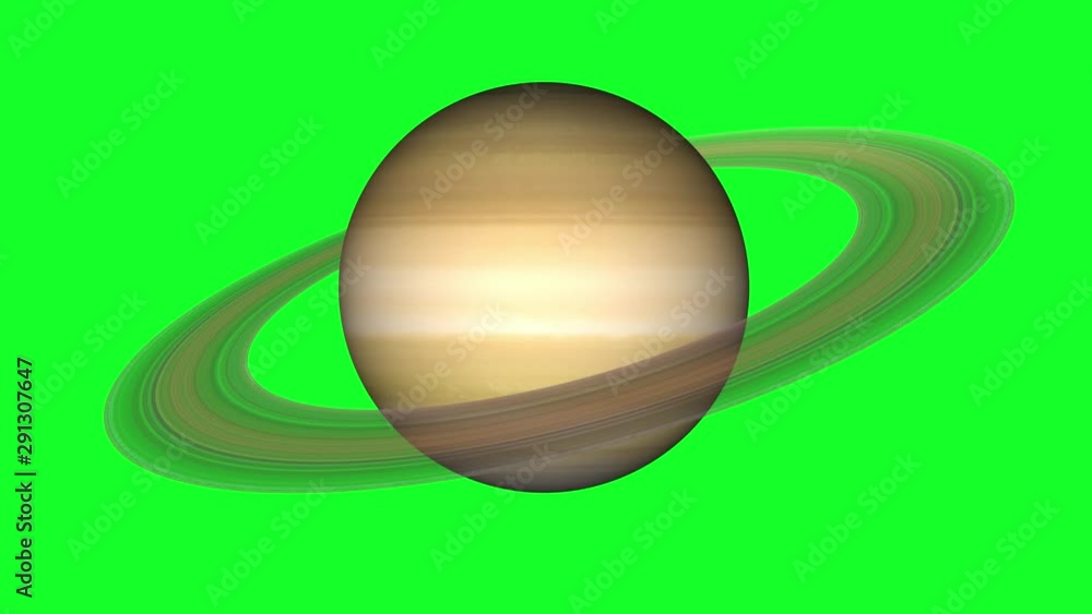 Canvas Prints saturn planet on green screen. isolated giant gas planet which has ring, rotating on alpha channel.