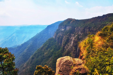 Beautiful green hills and landscape of Meghalaya, East Khasi Hills, India