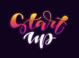 Start UP - cute hand drawn doodle template lettering poster banner art 