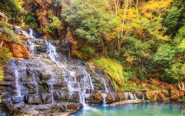 Waterfall in the Khasi Hills, Shillong, Meghalaya, India.