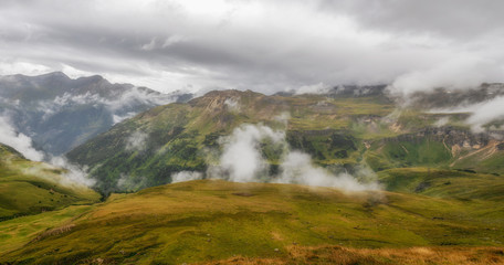 Panoramic view by Grossglockner high alpine roed, Austria