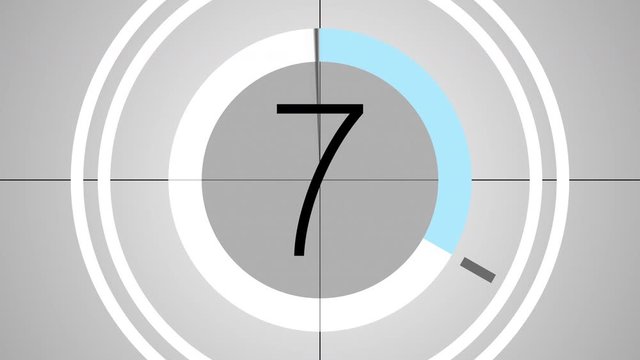 Universal Leader, Blue (25fps). Flat style academy film leader with a 2-pop featuring clock arms for project heads, intros, and projector calibration.