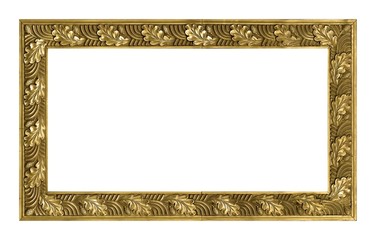 Golden frame for paintings, mirrors or photo isolated on white background