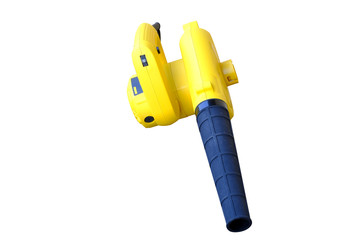 Yellow blower motor on white background