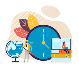Time to study concept. Vector graphic design flat cartoon illustration