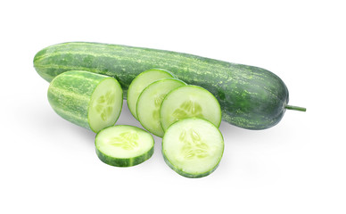 fresh cucumber with slice isolated on white background