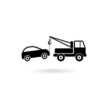 Towed car icon simple design style on white background