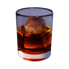 3D Rendering Glass of Whisky on White