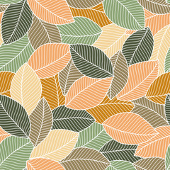 Fototapeta na wymiar Soft seamless pattern of leaves.