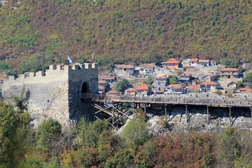 Part of the stone wall in the Ovech Fortress, Provadia, Bulgaria. Travel 22 September 2019