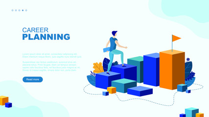 Trendy flat illustration. Career planning  page concept. Career ladder. Motivation. Goal achievment. Way up. Template for your design works. Vector graphics.