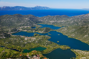 Naklejka na ściany i meble Aerial view of Bacinska jezera near Adriatic Sea, Croatia