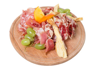 Mixed italian dried meats platter.