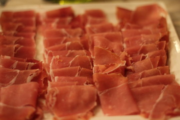 Slices of Parma raw ham