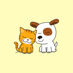 Vector cartoon character cute cat and dog for design.