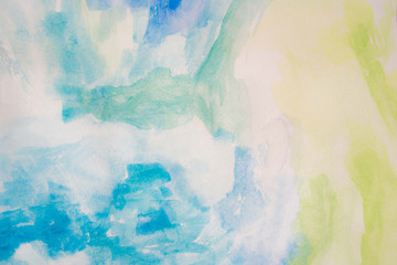 green green and blue watercolors on paper texture - painting background design