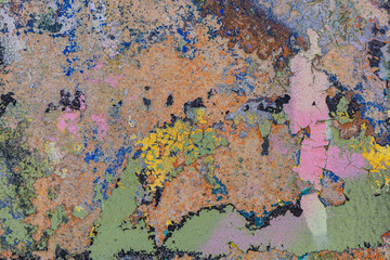 colorful grunge cracked paint concrete wall texture background