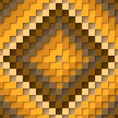 Mosaic of monochrome flowers. Mosaic brown. Monochrome colors. Brown. Yellow. Orange. Squares. Stock illustration. Vector illustration.