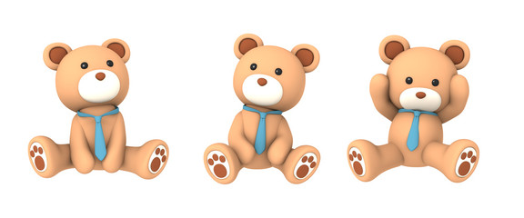 青いネクタイのクマのぬいぐるみ