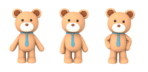 青いネクタイのクマのぬいぐるみ