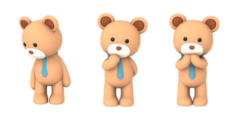 青いネクタイのクマのぬいぐるみ